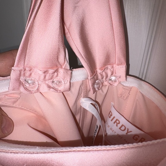 NWT Birdy Grey Blush Pink Satin Midi Dress Bridesmaid Formal Prom Sz XS - Picture 4 of 5